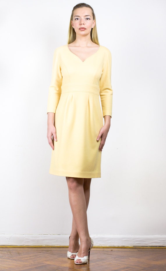 SAMPLE SALE - Sweetheart Neckline Wool Dress - Size 8 - Ready to Ship