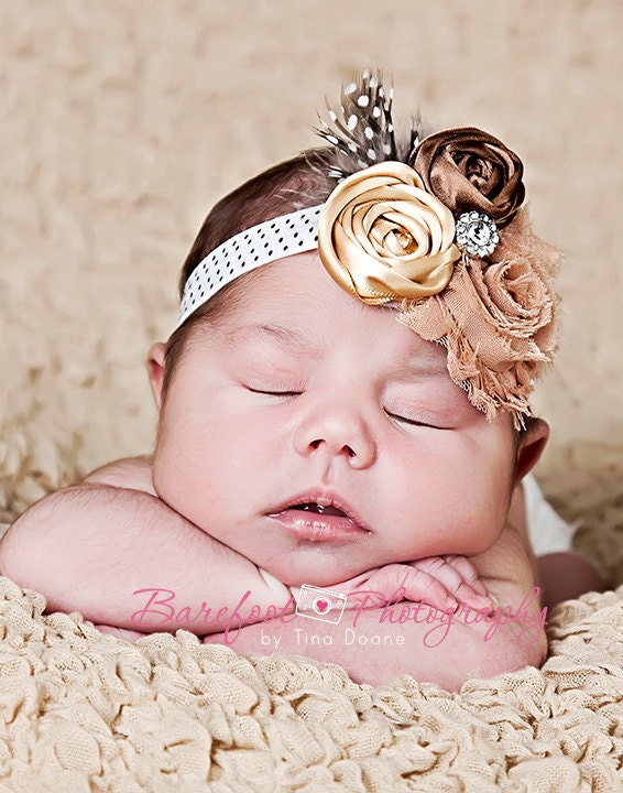 Vintage Headband-Baby Girl Headband-Newborn Headband-Infant Headband-Baby Headband-Rosette Headband-Photo Prop-Toddler Headband