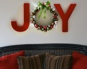 JOY Holiday Wall Letters with Jingle Bell Wreath O