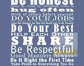 House and Family Rules Manifesto Subway Art Poster Print Scroll Roll Sign . 11x14 //  Family Motto Nursery Wall Decor // Words to Live By