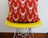 Christmas Scottish Stag Head Red Knitted Lambswool Cushion/ Pillow 20" x 20"