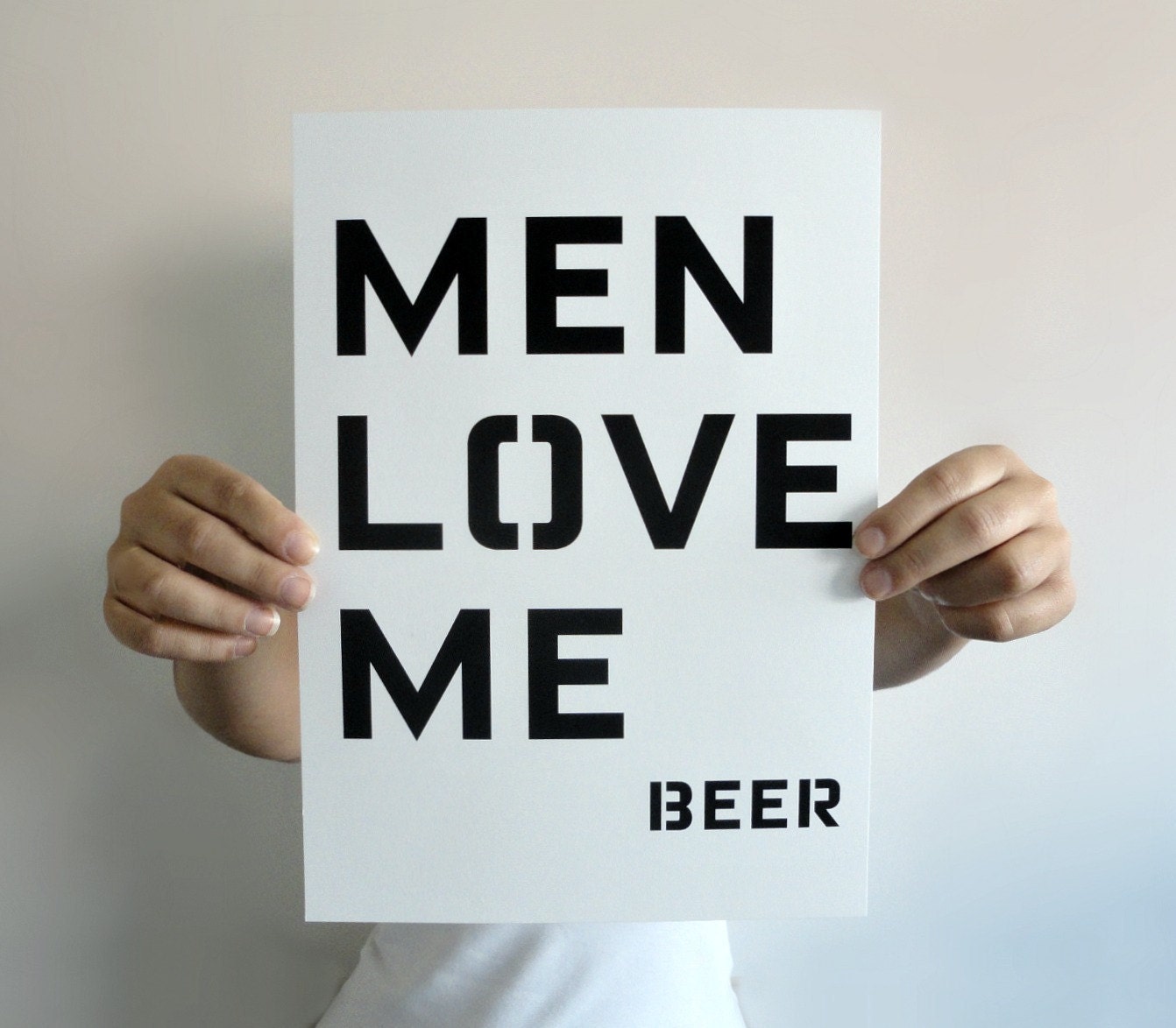 Typography Print Men Love Beer  A4 in Black and White - Gift for Men - Home Decor