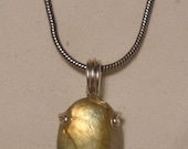 Yellow Labradorite Pendant in sterling