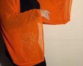 Sun flowers on deep orange     ethereal shrug bolero OOAK
