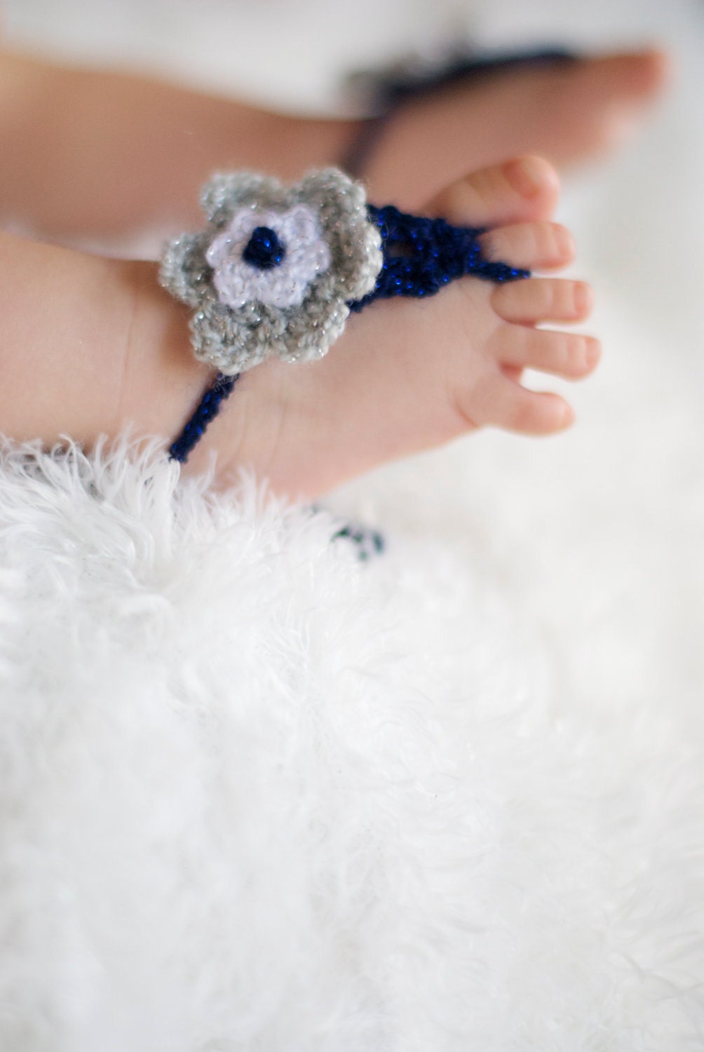 Baby Barefoot Sandals. Dallas Cowboys colors. Girl stylish foot wear for those tiny earth bound toes.