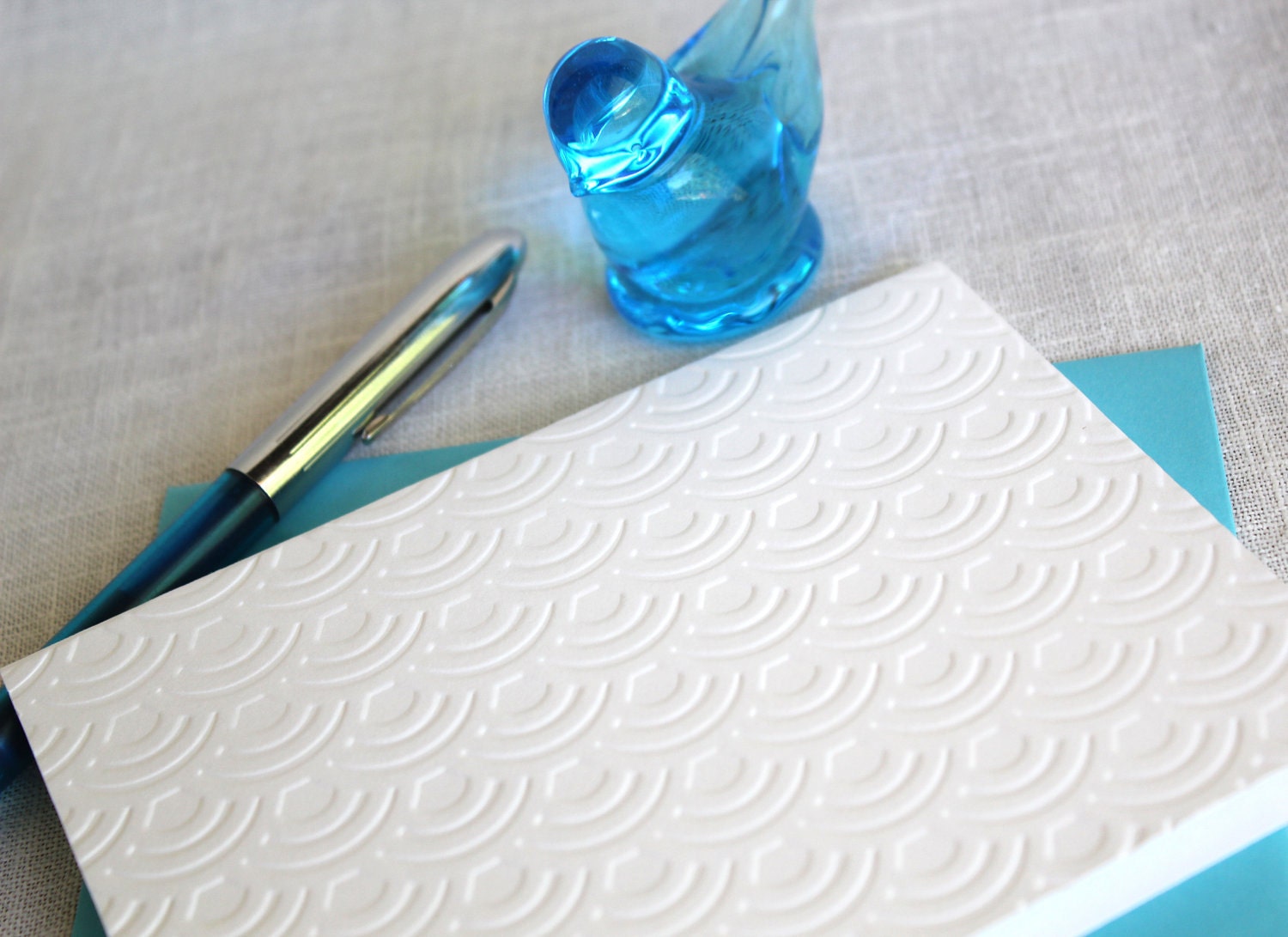 textured cards - Wave Embossed Stationery - set of 10