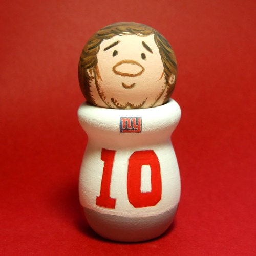 Eli Manning 10 Quarterback NY New York Giants Super Bowl Handmade Cake Topper Wood Figure - READY to SHIP
