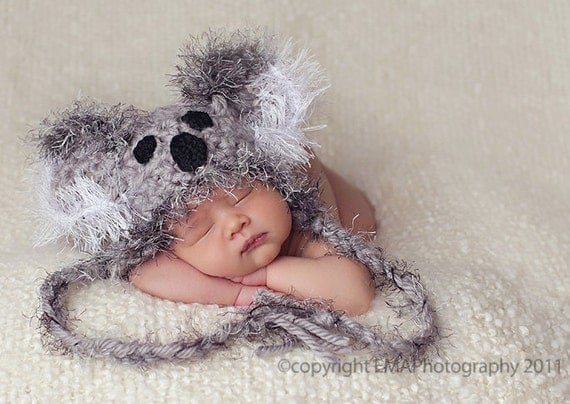 Baby Hats, Newborn Crochet Hats, Crochet Baby Hat, Baby Girl Hats, Baby Boy Hats, Knit Baby Hat, Koala Hat, Newborn Boy Hat