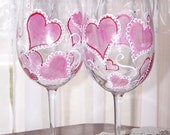 Heart Glasses Set of Two Painted