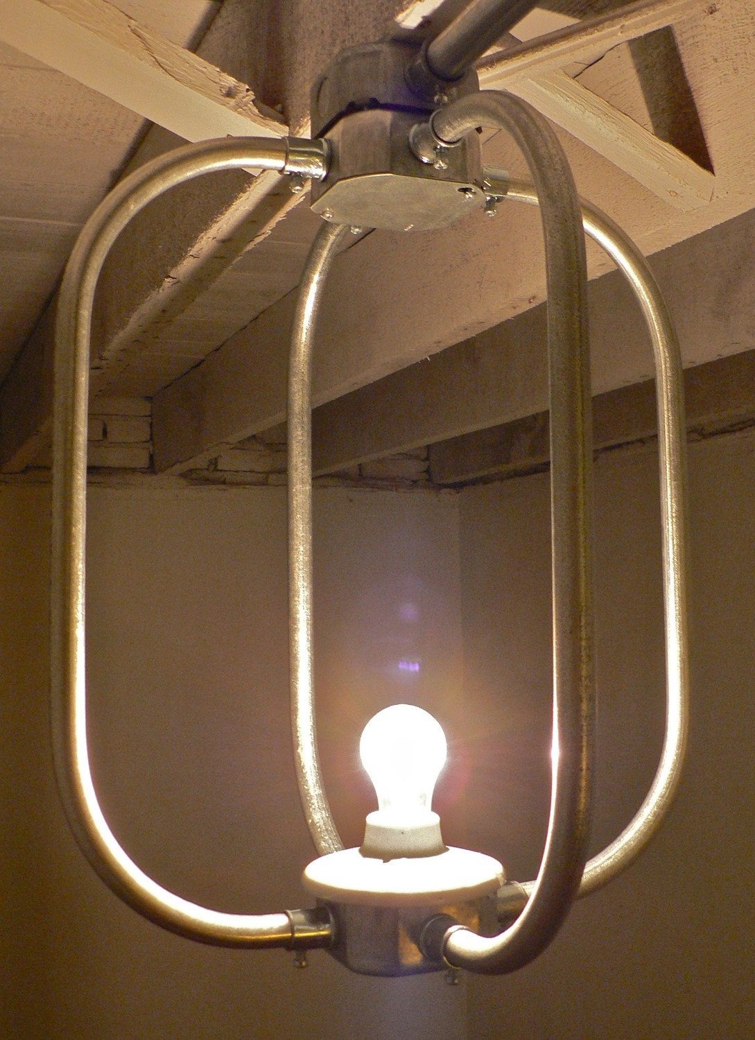 C A G E - Handcrafted Galvanized Metal Conduit Chandelier