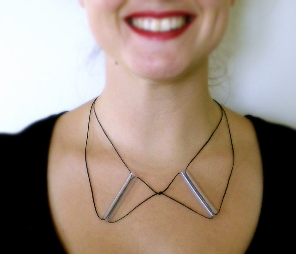 Personalised custom geometric minimal caoutchouc necklace-shirt collar- Made to order- under 25