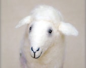 White Nicolette - Felt Sheep , Art Puppet, Handmade Marionette, Stuffed Animal, Felted Toy. soft neutral ivory beige grey. MADE TO ORDER