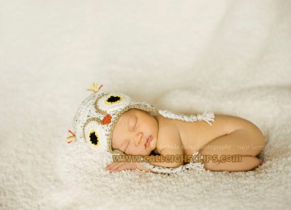 Snow Tweed Owl Earflap Hat - baby, toddler, kids sizes