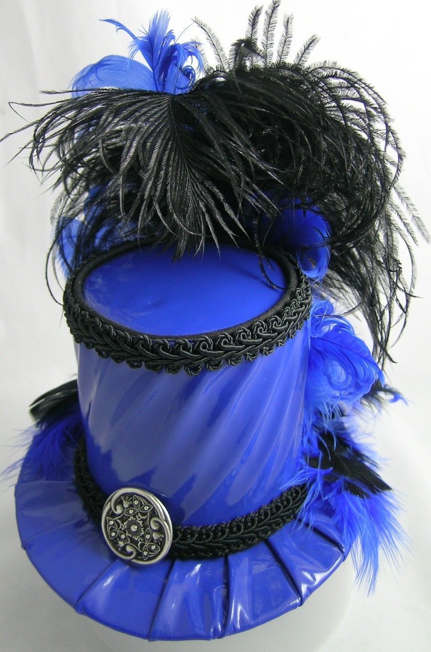 Mini Top Hat - Steampunk Blue Vinyl Stovepipe