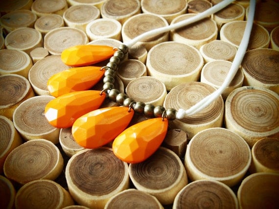tangerine orange with cream necklace