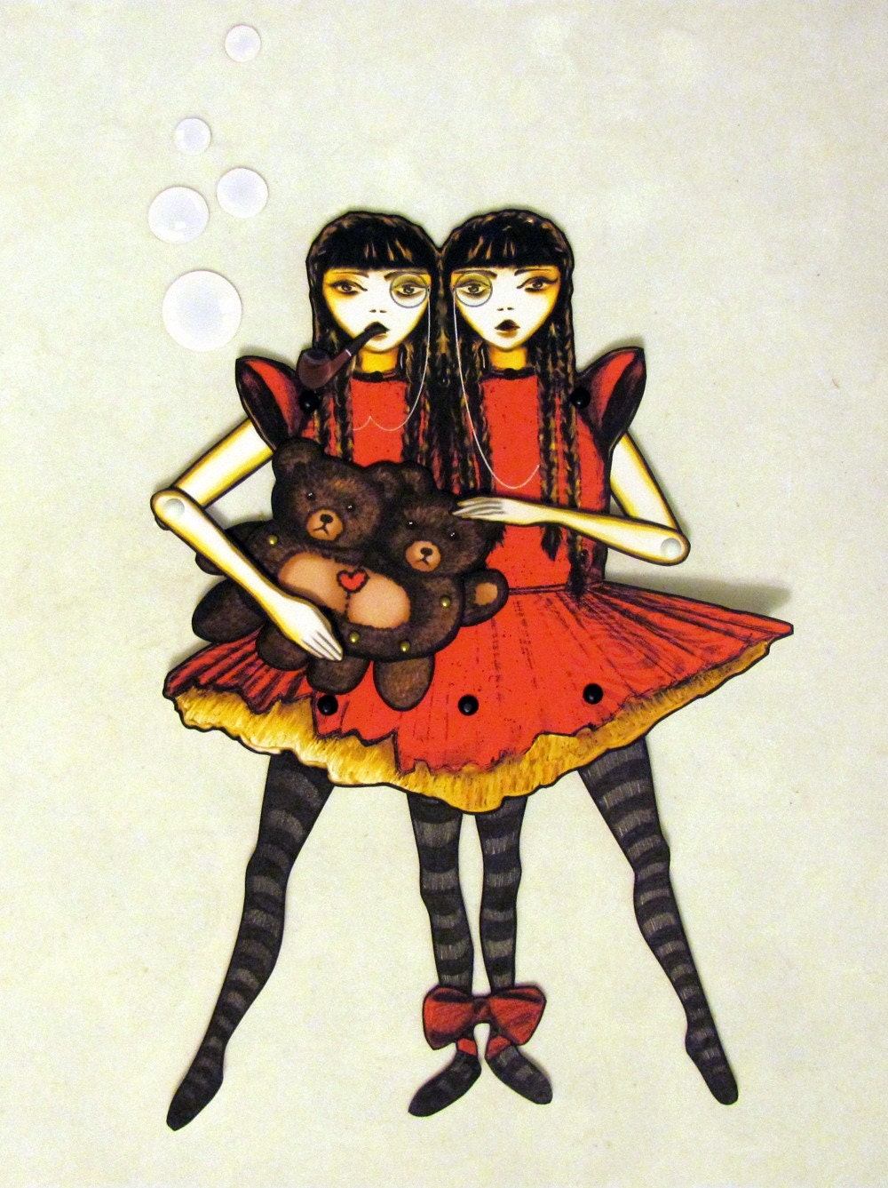 Siamese Twins Jointed Paper Doll