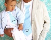 Personalized Father's Day Gift of Tie Set for Father & Son.  Set of 2.  Any Tie on Any Size Onesie and T-Shirt. Matching Photo Prop. Wedding