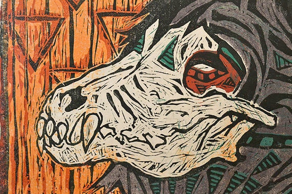 Vicious - original linocut print-