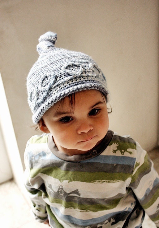 3 to 6m Baby Boy Hat Blue Baby Knot Hat Elf Beanie Photo Prop - Crochet Boy Elf Hat Roll Brim Hat Infant Photography Prop - BabaMoon