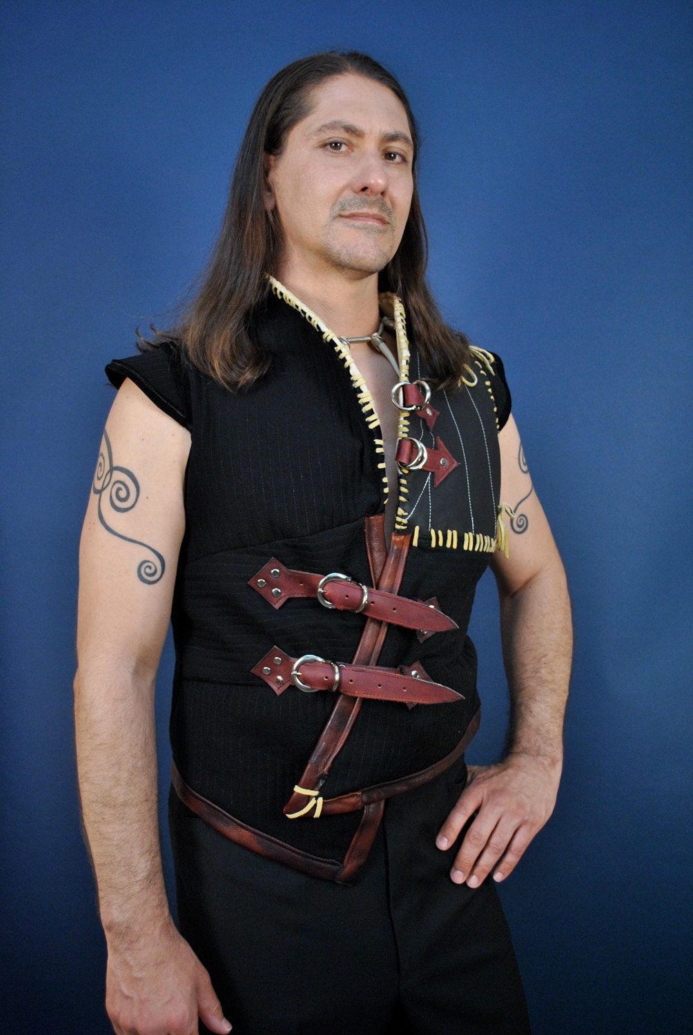 Hunter Leather and Fabric Vest