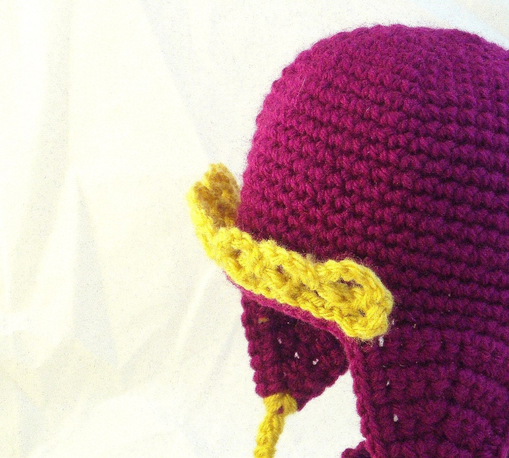 Bright Pink Baby Hat with Earflaps, Tiara and Matching Golden Slippers Booties