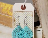 The MARSALI - Aqua Filigree Round Diamond Dangle Earrings - Anthropologie Style- Bridesmaid Gifts, Stocking Stuffers or Family Pictures