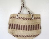 SALE Vintage Bag / 70s Jute tote / Fashion accessories at Kiku Vintage Boutique
