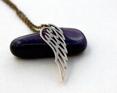 Bohemian Angel Wing Necklace - Long Brass Chain Necklace . Angel Wing Jewelry . Long Bohemian Necklace . Gold Angel Wing Pendant