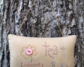 CLEARANCE SALE - Primitive Tea for Two - Hand Embroidered Stitchery