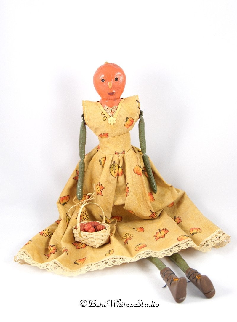 Primitive Pumpkin Art Doll OOAK - Penny
