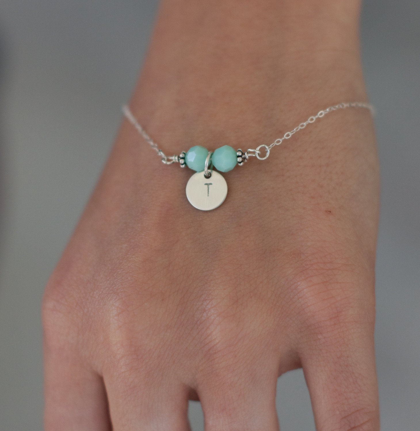 Initial bracelet-sterling silver initial charm bracelet