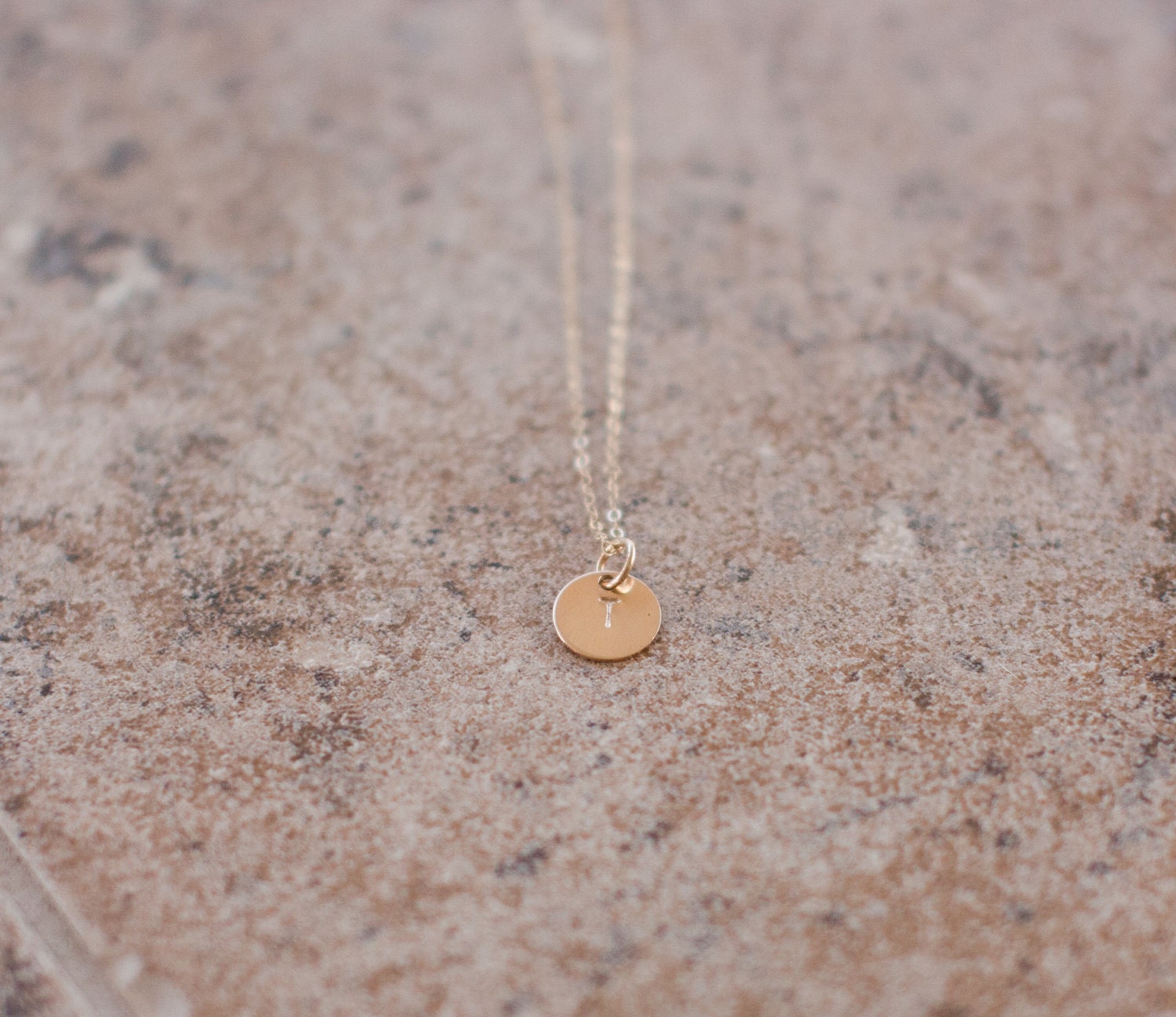 Initial necklace-single 14k gold filled "3/8 initial charm necklace