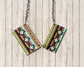 Fall Fashion Chevron Geometric Tribal Boho Jewelry Necklace - One Dog Night Collection - One of  a Kind Art Necklace