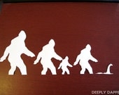 Sasquatch Clan Car Stickers - Bigfoot Family Auto Decal - Four Deeply Dapper Decals