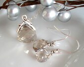 Silver Swarovski Crystal Briolette Necklace and Earring Set Bridesmaids Jewelry, Bridal Jewelry