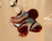 Fused Glass pendant Zebra stripe little man