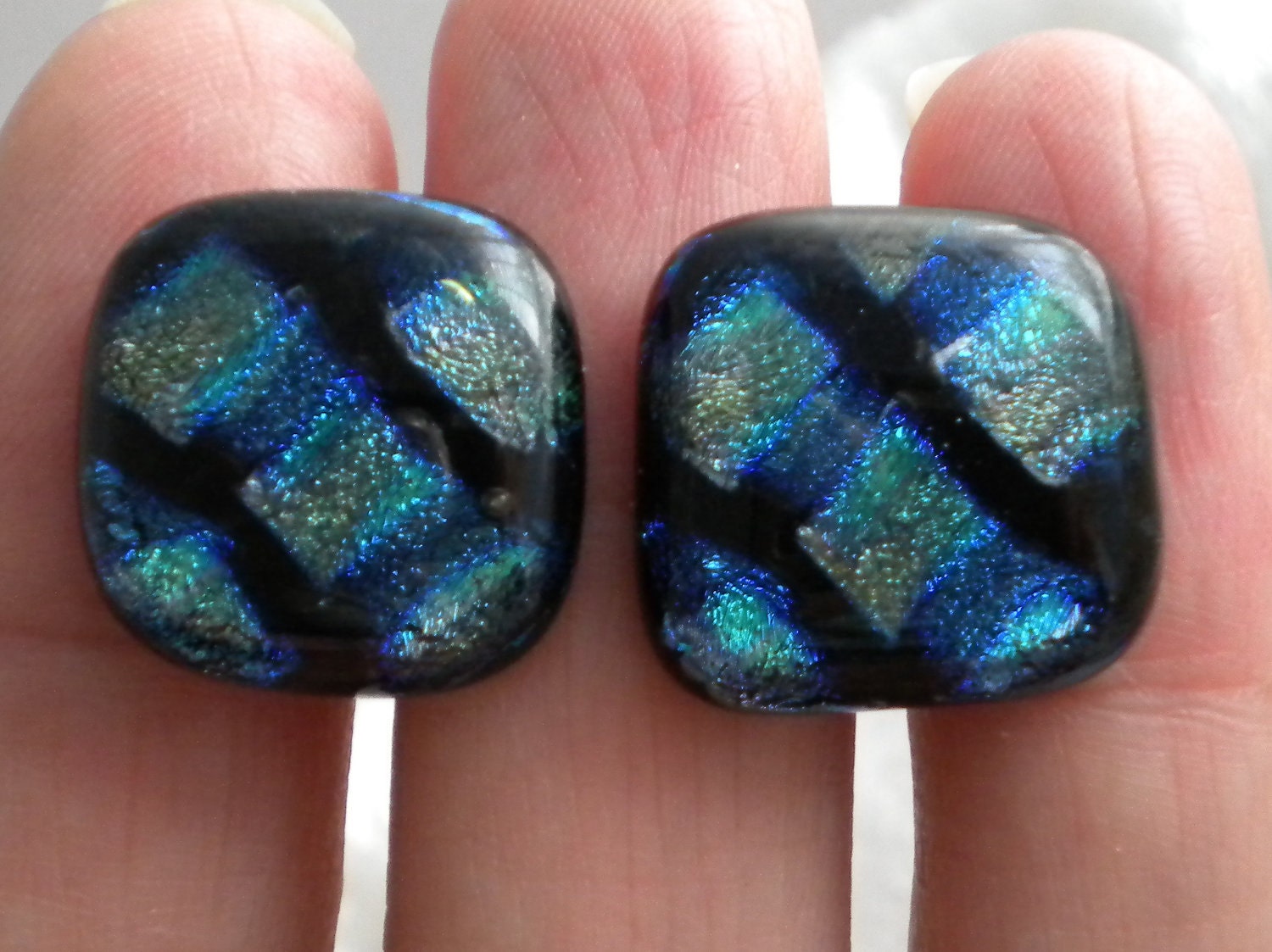 Geometric Fused Glass Dichroic Cuff links