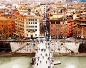 Italy Wall Art - Rome Photograph from Castel Sant'Angelo - Urban Landscape -  Autumn Home Decor - Orange Photograph - Fall Colors - Office