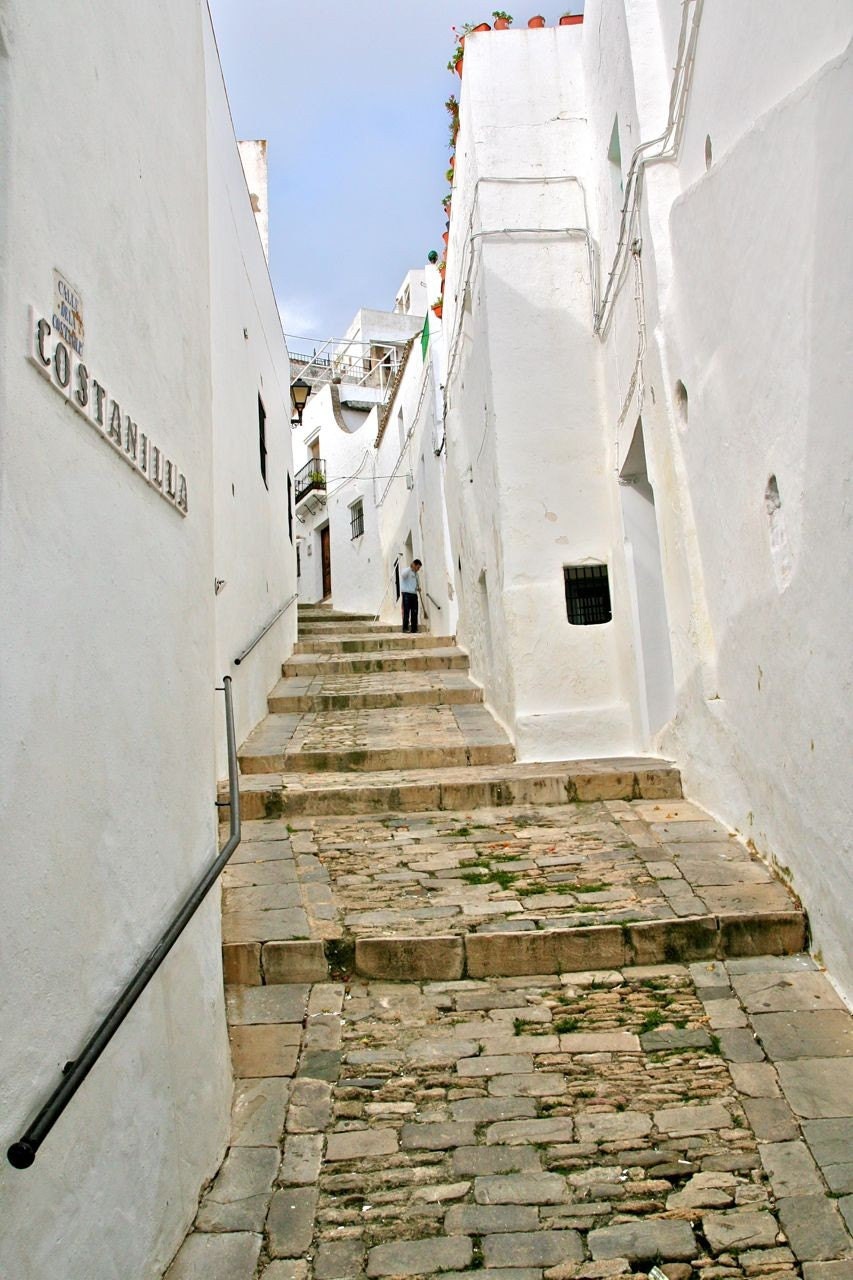 Portugal Photograph - Portuguese Architecture Photography - White Home Decor - Travel Print - Wall Art - Cobblestone Alley