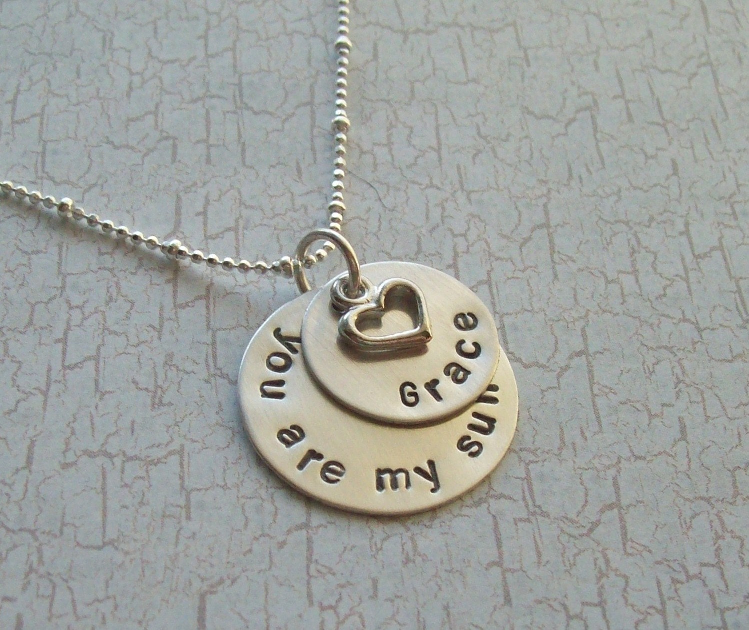 You Are My Sunshine - Personalized Hand Stamped Name Necklace Sterling Silver V1