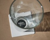 BEER is GOOD Black Coasters, modern beer cap design (Letterpress printed, 3.5 inches) set of 8, perfect gift for home brewer or beer lover