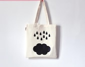 Rain & Cloud / Organic cotton tote bag / Screen printed