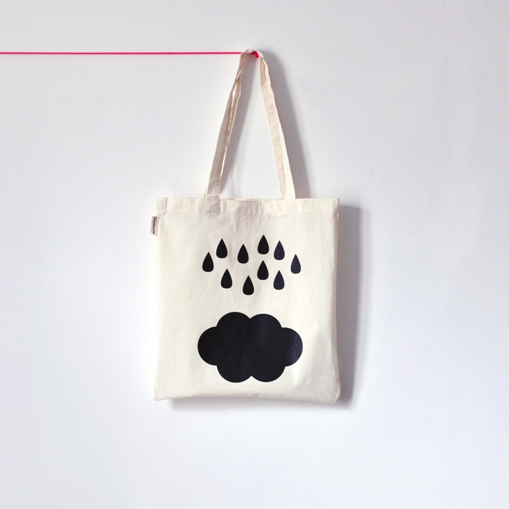 Rain & Cloud / Organic cotton tote bag / Screen printed