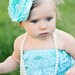 Aqua headband, baby flower headband with matching aqua romper.