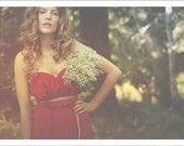 Strapless bustier dress with pleating at waist