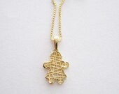 Super cute baby girl - in 14k solid gold wire mesh - mother - mum - grandma - grandmother - newborn - baby girl pendant