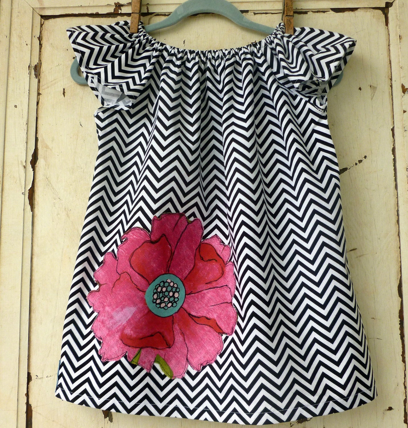 Girls Peasant Dress - Chevron Print - Children Clothing - Tunic A Line