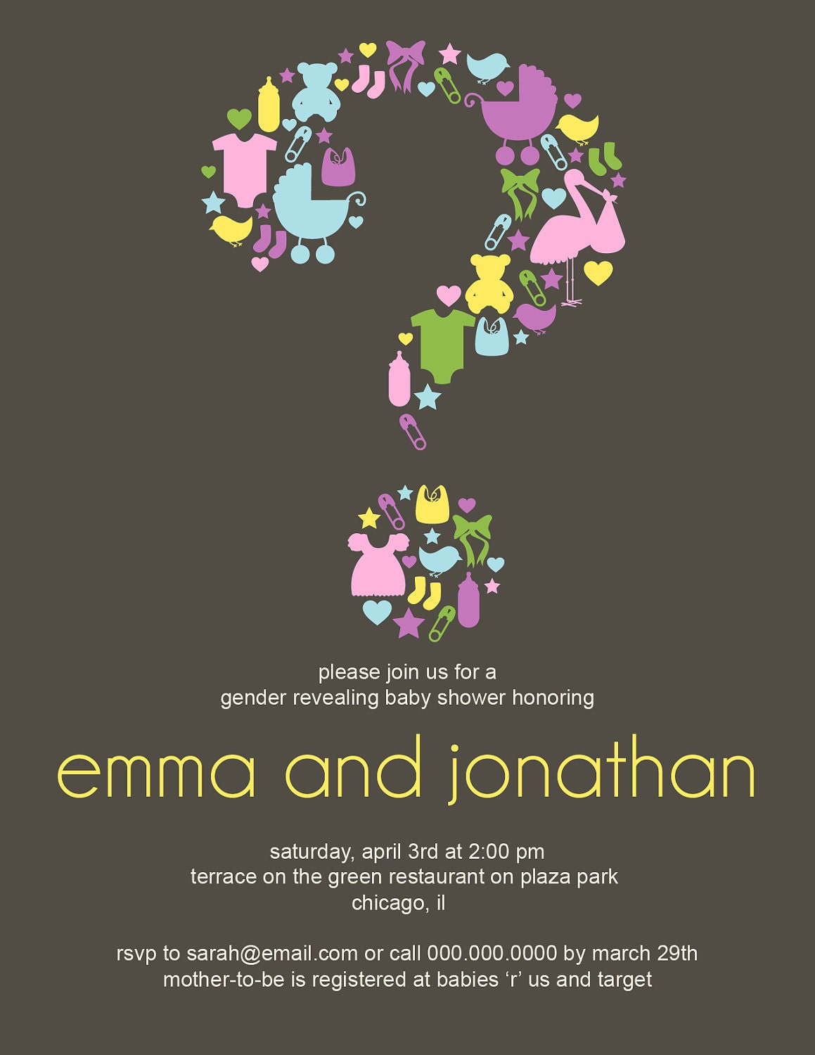 Gender Reveal Baby Shower Invitation Printable Digital Invitation Custom Personalized