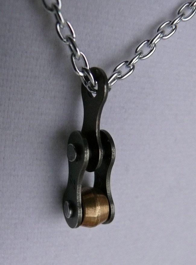 cycling recycled metal Bicycle chain and brass bike jewelry