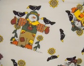 Fall Themed Print Fabric, Sewing Notions, One Yard Fabric Remnant, 1 yd Scarecrow Print, Autumn Colors
